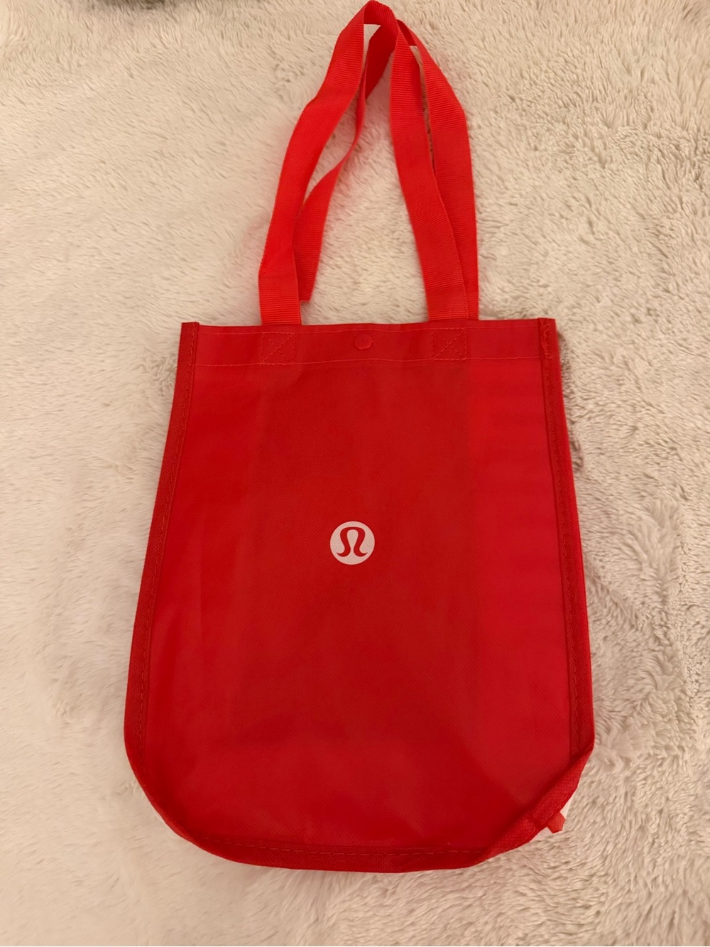 NEW Lululemon Reusable Tote Red white Logo Wordmark on side